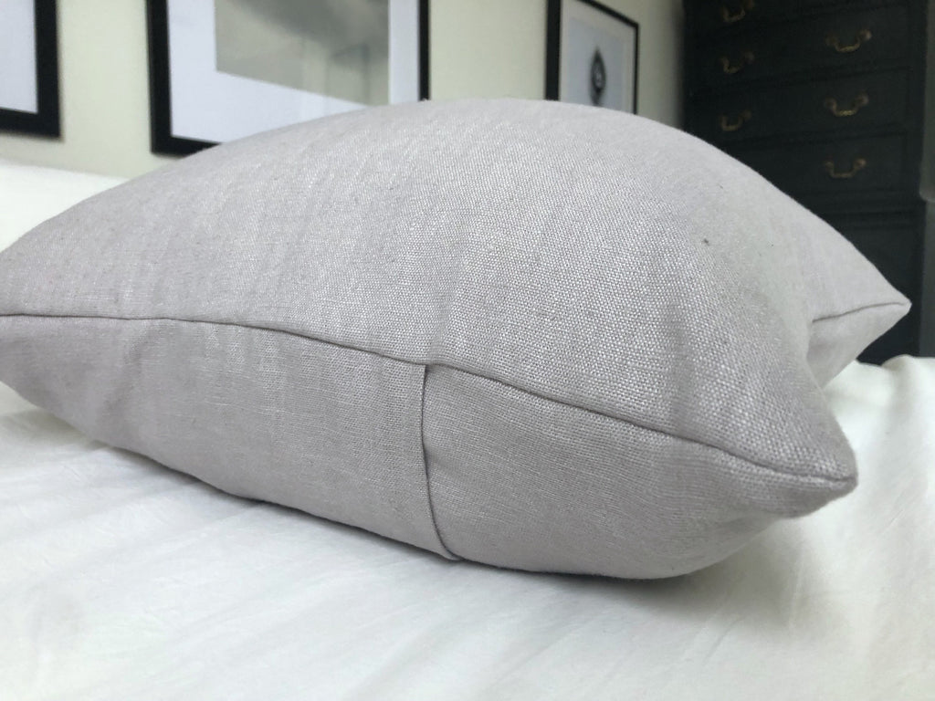 Grey French Linen Pillow Cover, Minimalist Throw Cushion with envelope reverse
