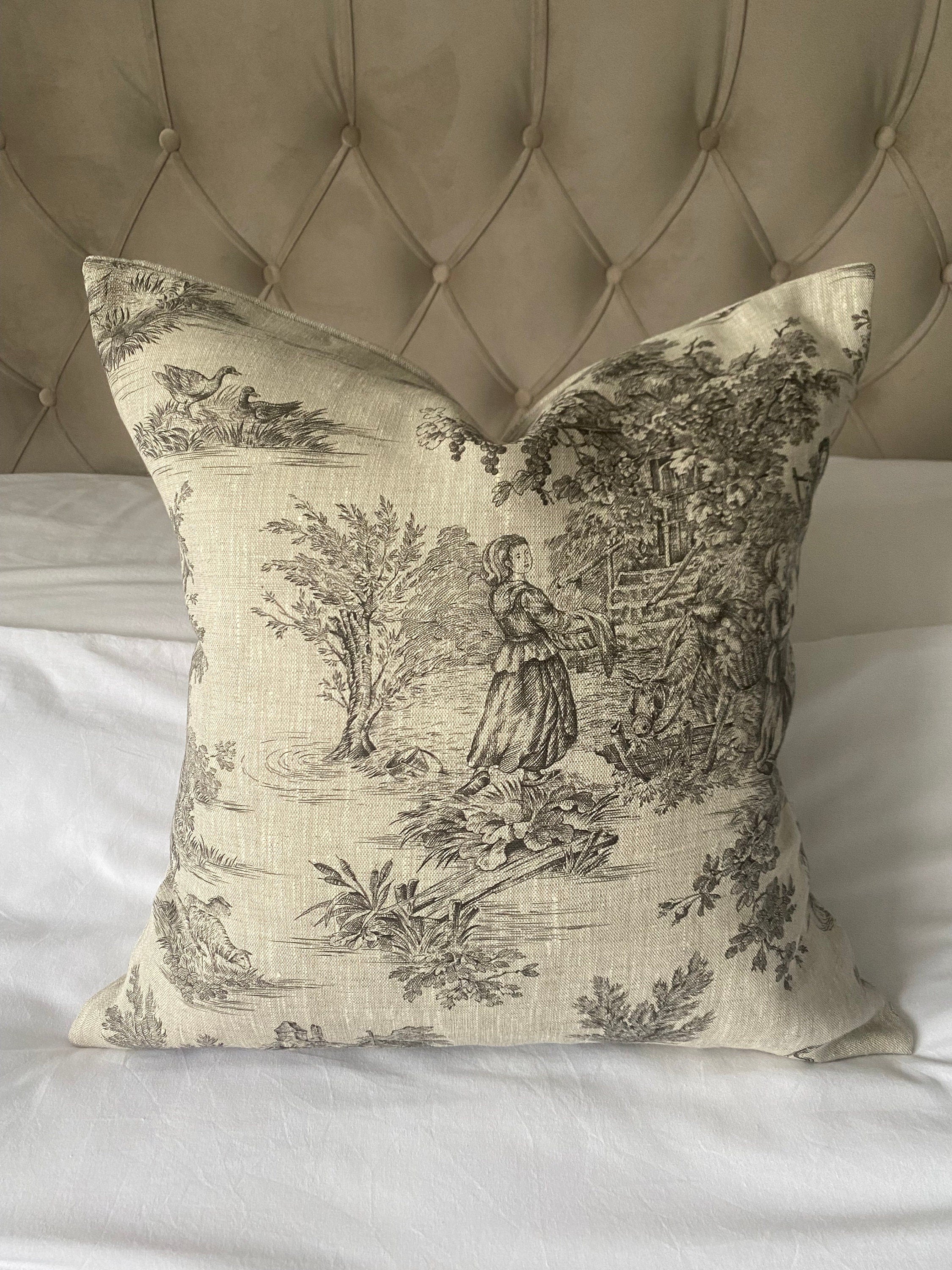 French country linen cushion cover, european vintage home decor