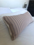 Woven Cotton Long Lumbar Pillow Cover, Brown Stripe Boho Cushion