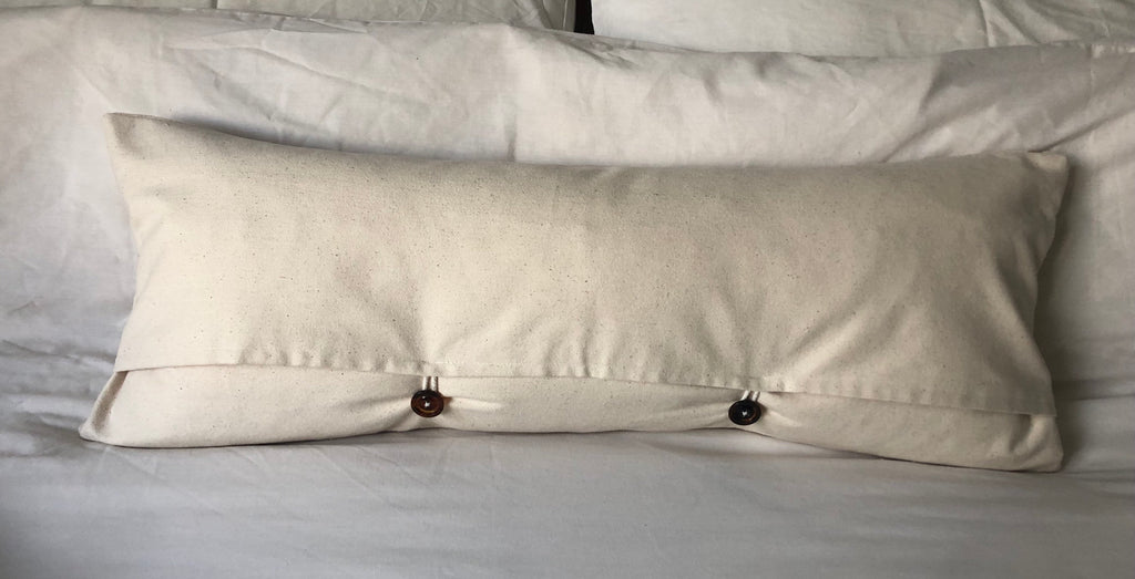 Extra long rust bolster cushion cover: organic cotton envelope style reverse
