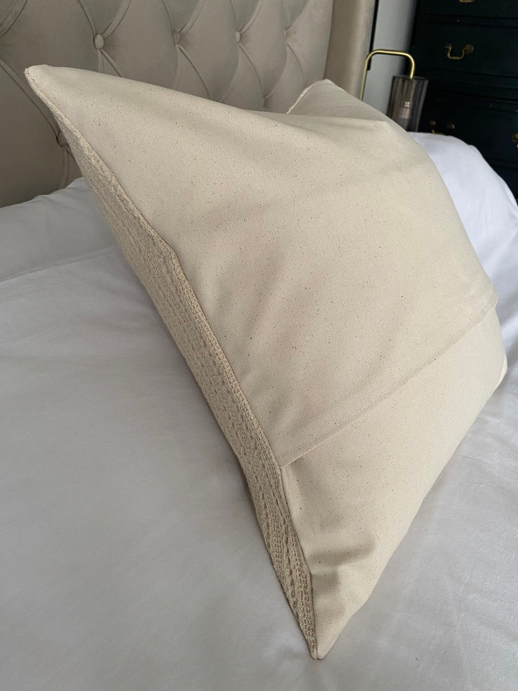 Neutral textured pillow cover: organic cotton envelope reverse