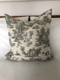 French Vintage Toile de Jouy Cushion Cover – Handmade Grey Pillow