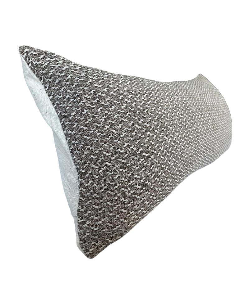 Handwoven Bolster Pillow Cover: Taupe Brown Hmong Cushion