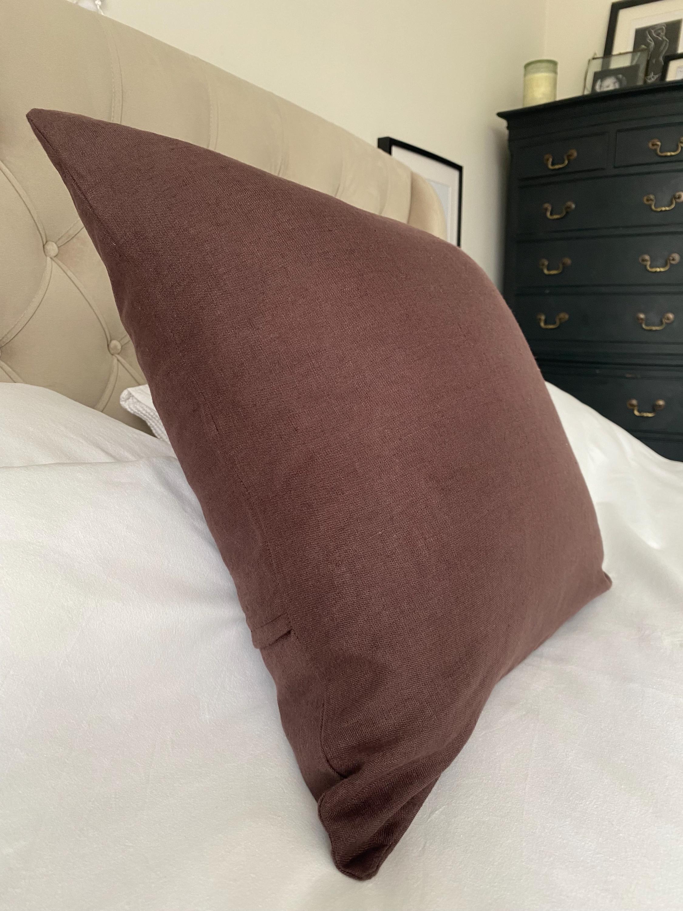 Dark Chocolate Brown Linen Pillow Cover: Handmade Throw Cushion