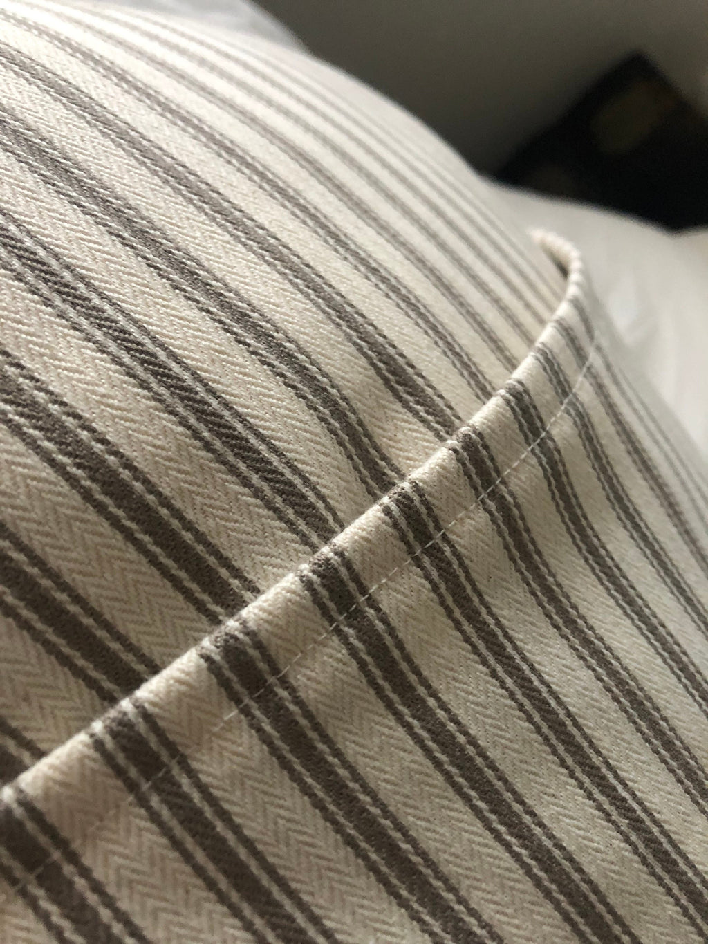 French Country Ticking Stripe Pillow Cover, Beige Vintage Farmhouse Cushion
