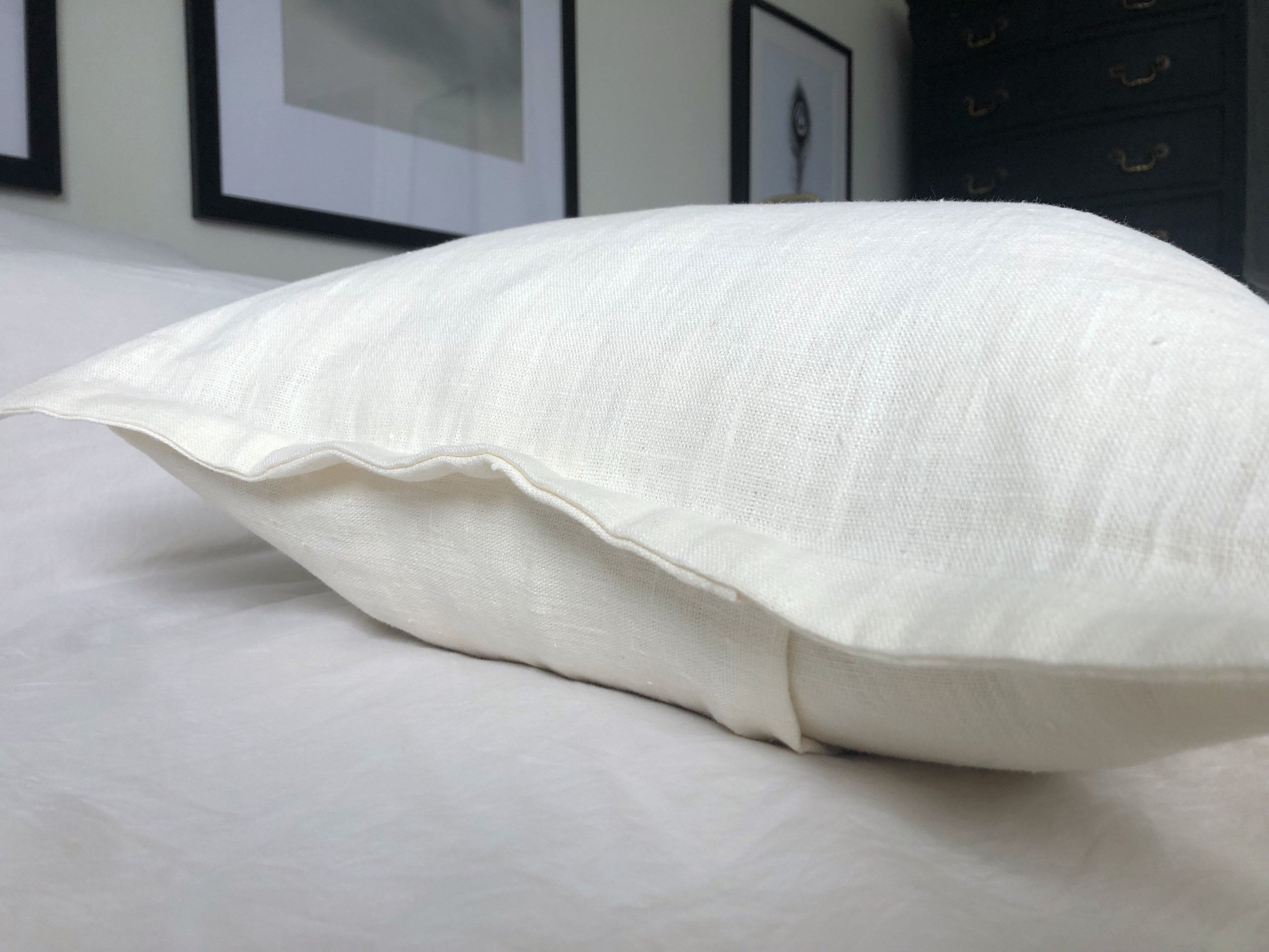 Cream Linen Cushion Cover, French Vintage Style, Oxford Edging