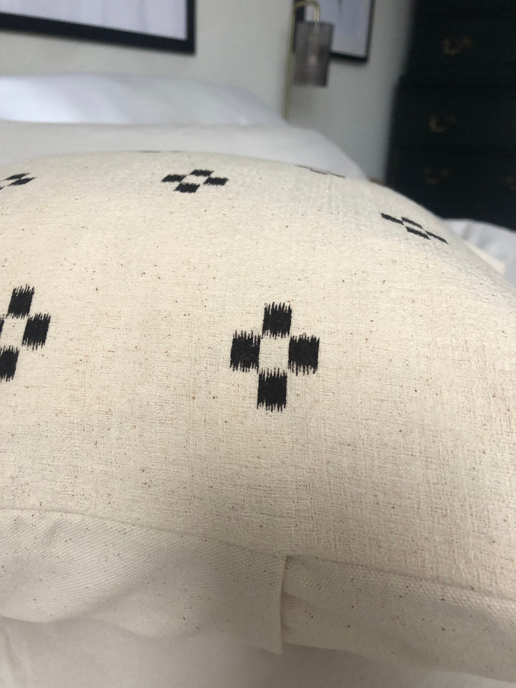 Geometric IKAT Pillow Cover, Black Eclectic Home Decor