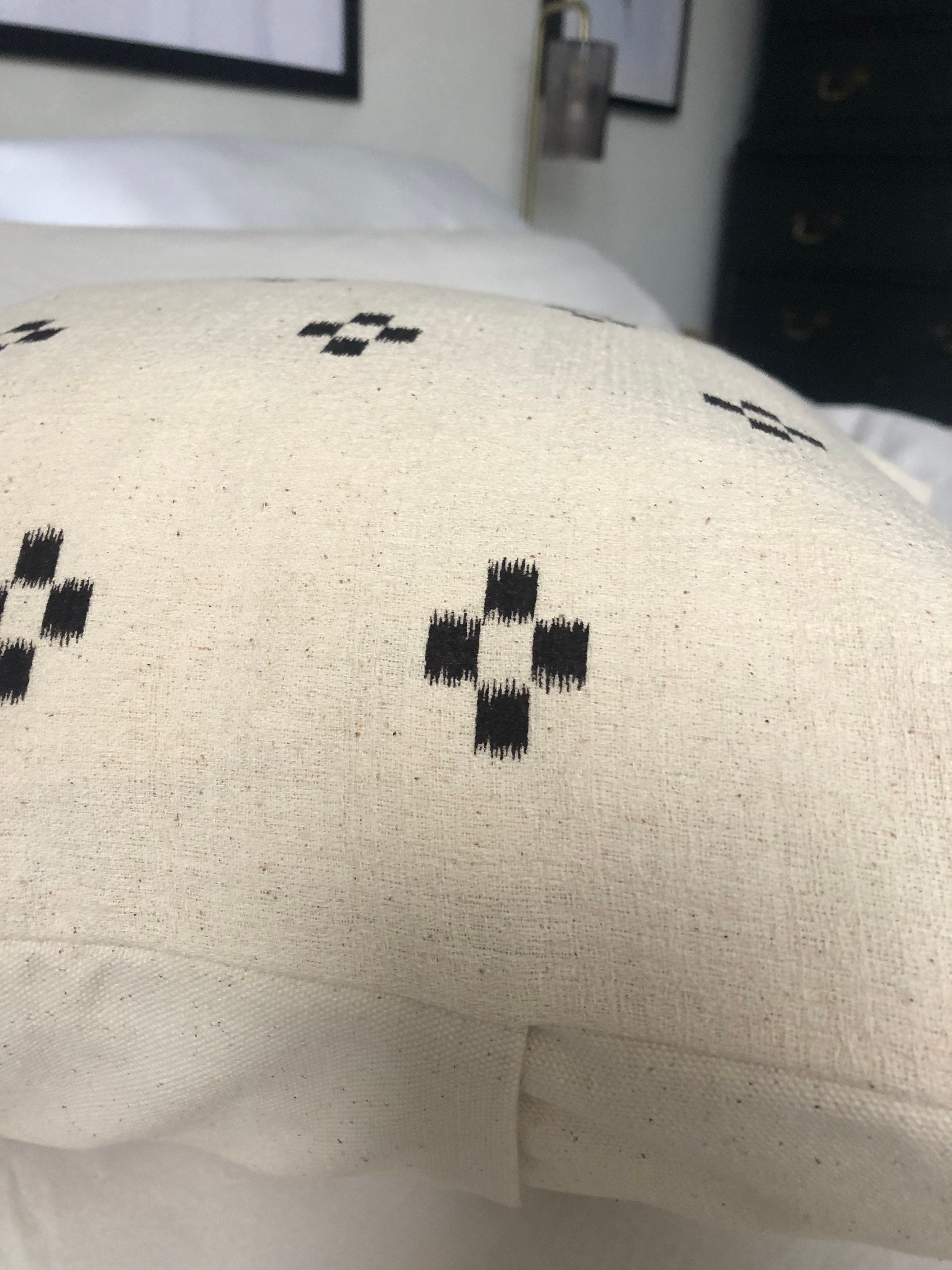 Geometric IKAT Pillow Cover, Black Eclectic Home Decor