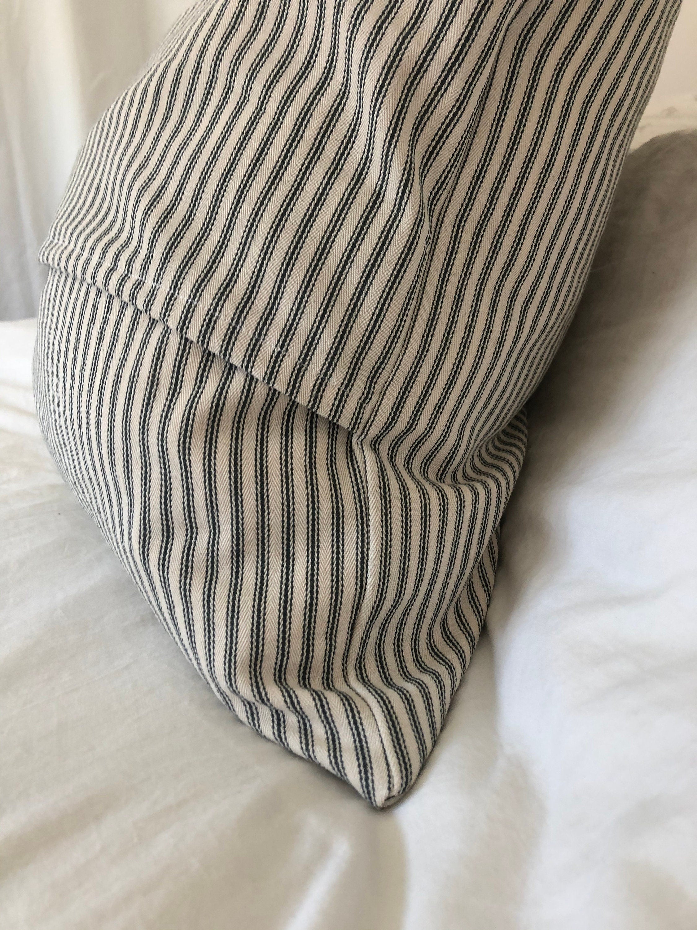 French country pillow covers, Farmhouse grey stripe ticking cushion covers