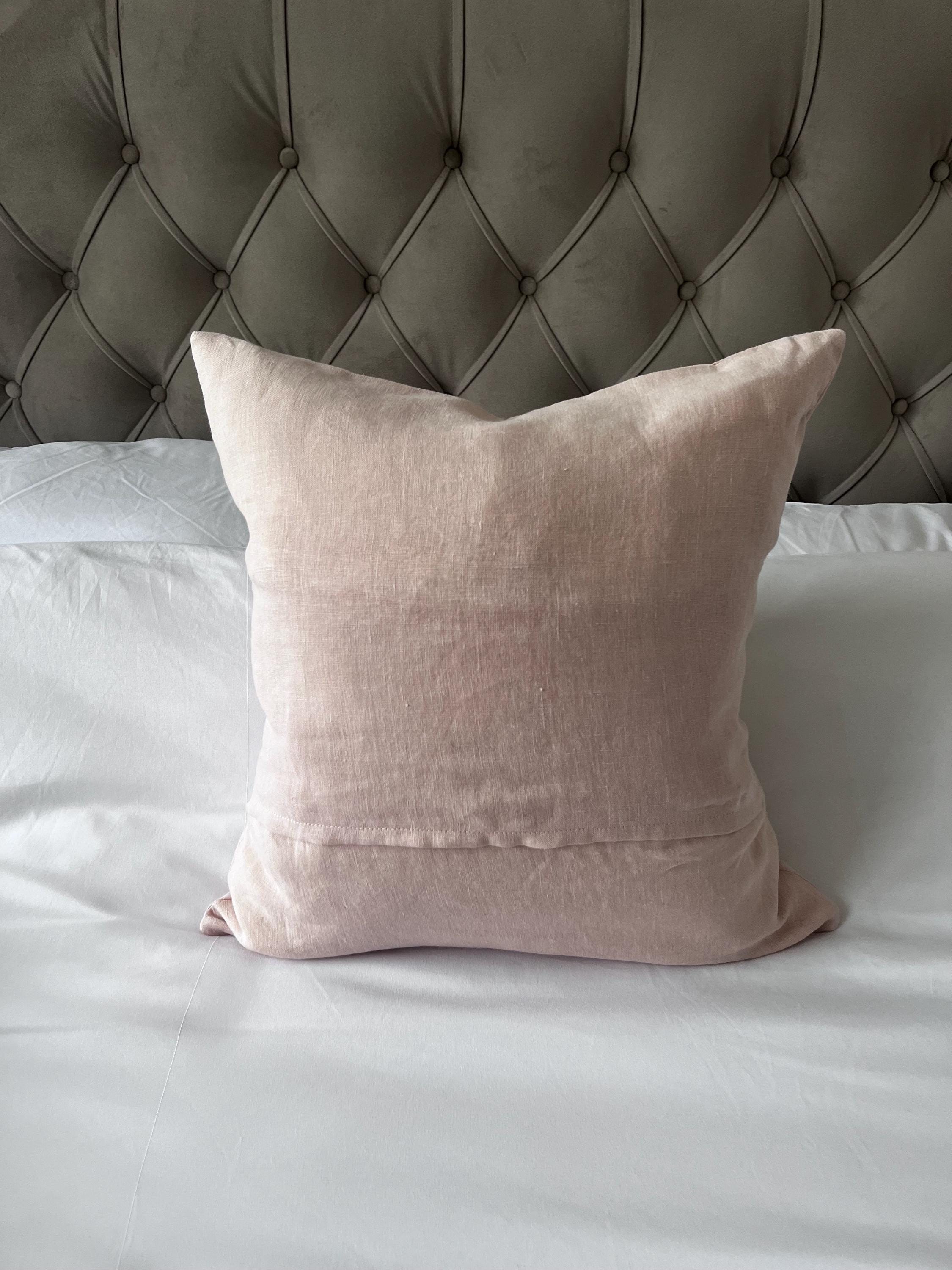 Pink Linen Pillow Cover, Blush Cushion, Minimal Home Decor