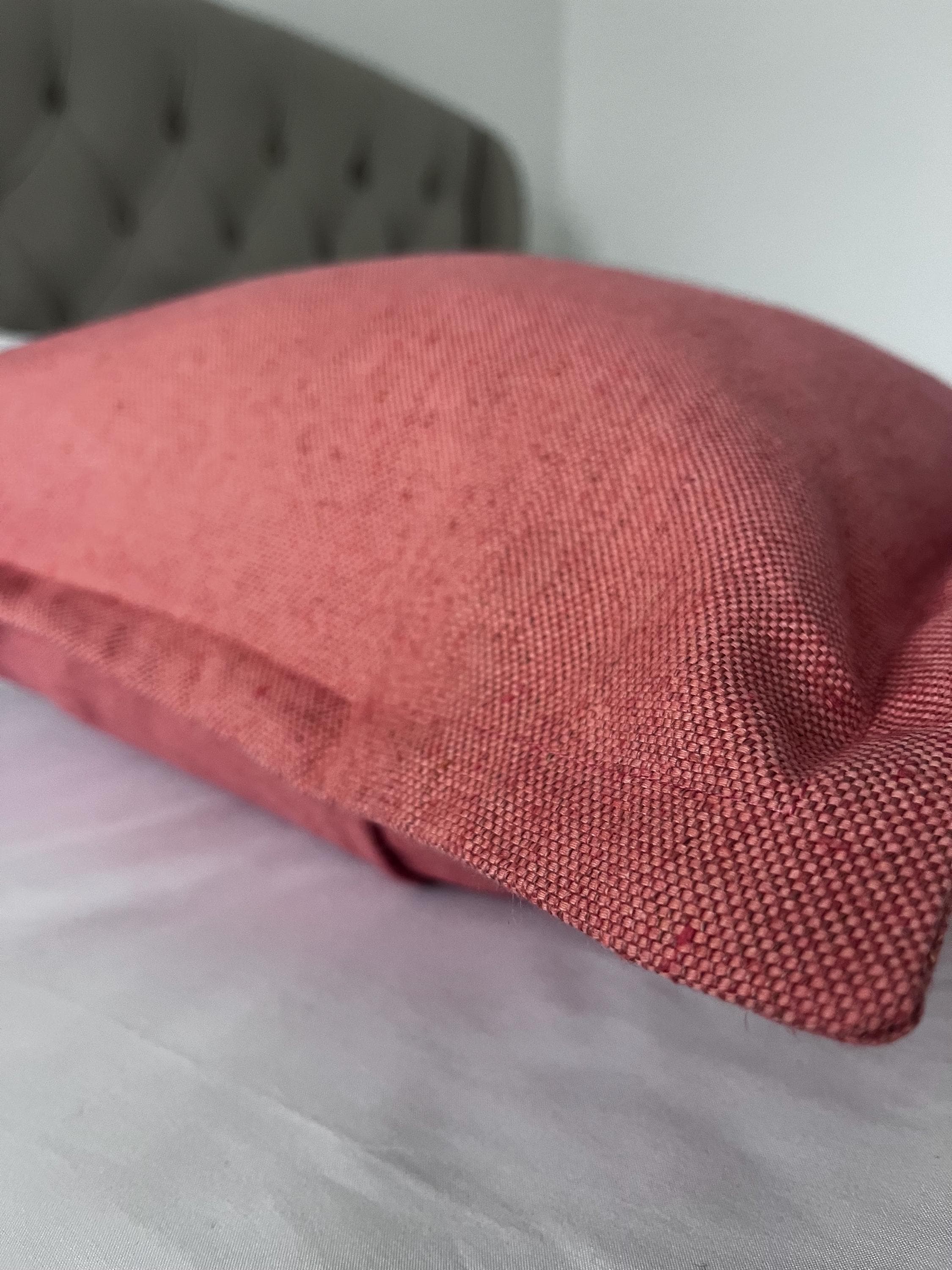 Coral Pink Linen Pillow Cover, Oxford Edge, Handmade Cushion