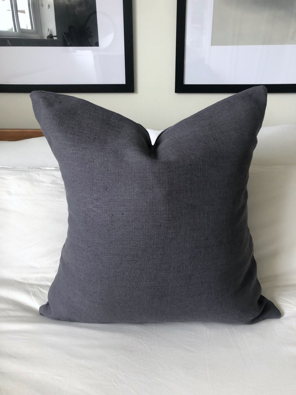 Grey French Linen Cushion Cover, Minimalist Throw Pillow Sham