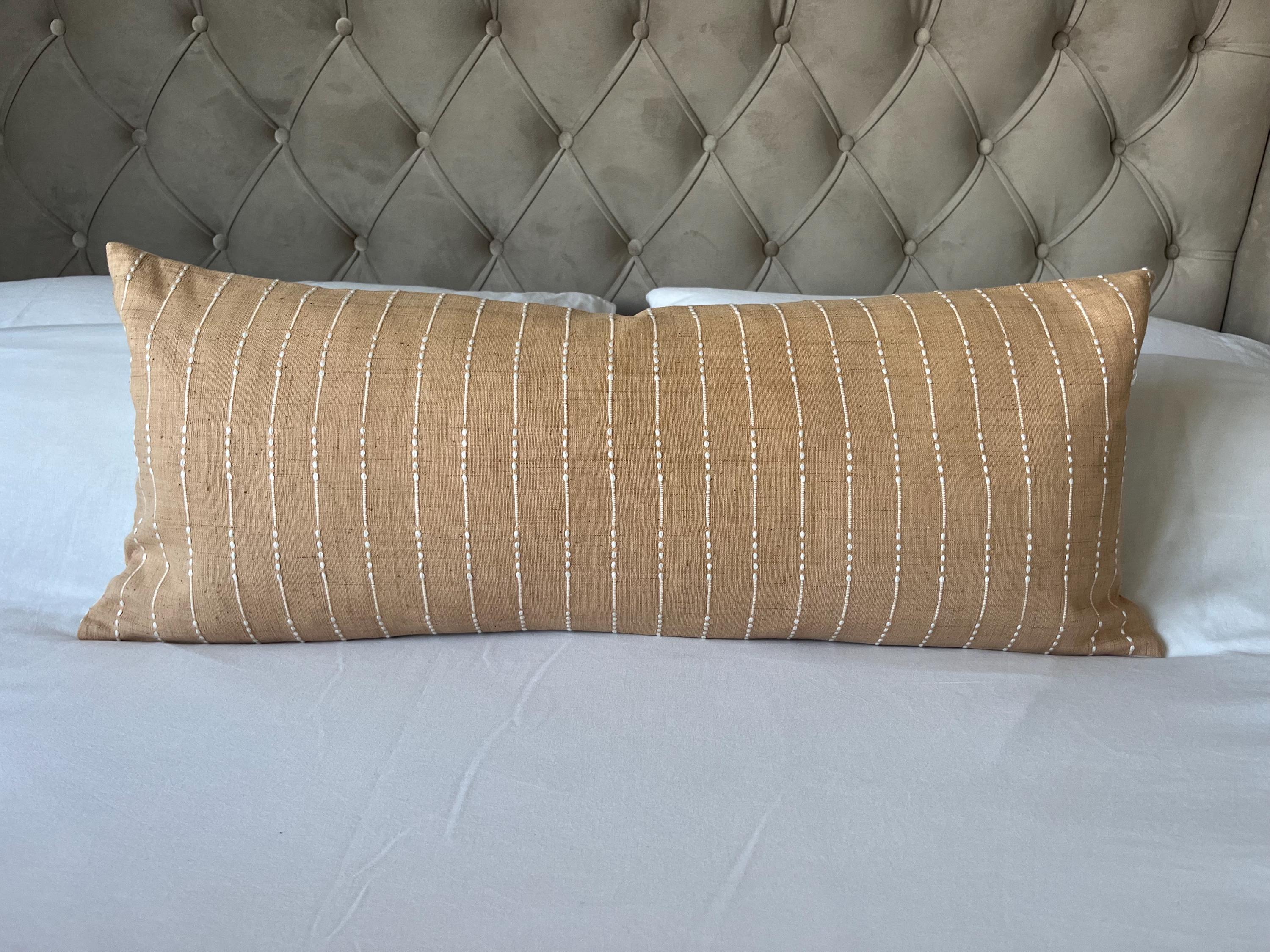 pale tan long lumbar cushion cover, this caramel pillow comes with an envelope reverse