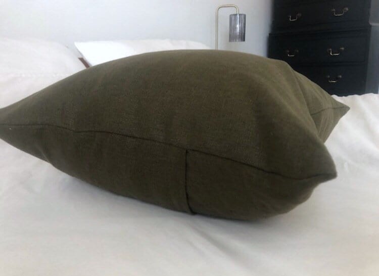 Olive Green French Linen Pillow Cover, Handmade envelope back Cushion