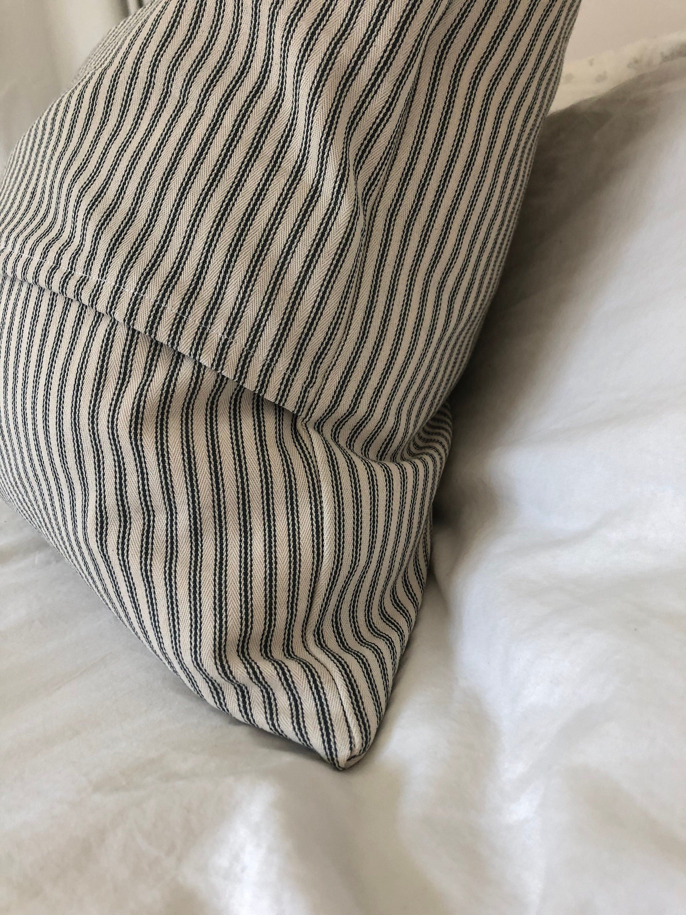 French country pillow covers, Farmhouse grey stripe ticking cushion covers