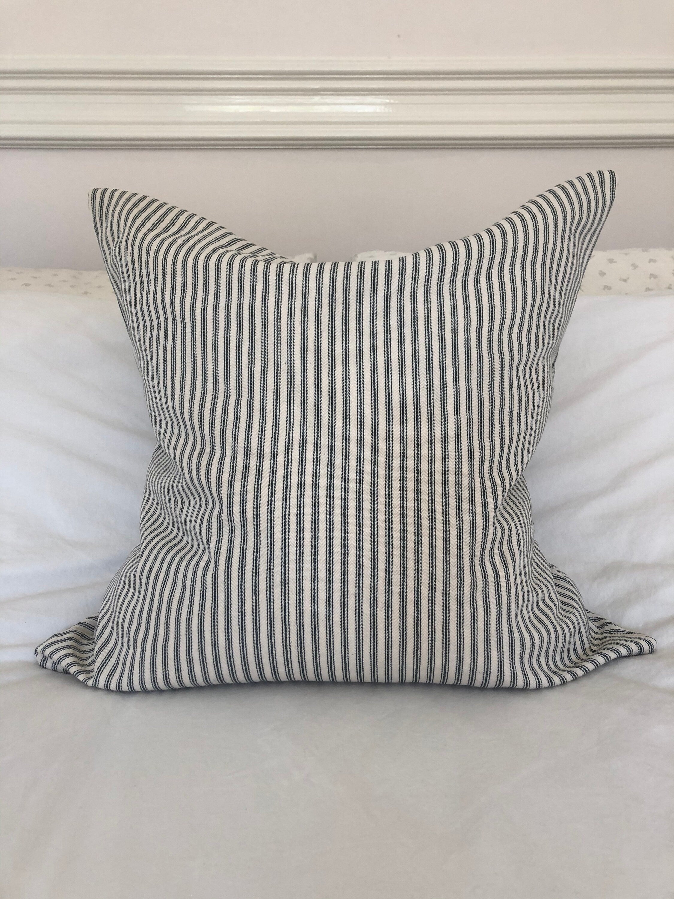 French country pillow covers, Farmhouse grey stripe ticking cushion covers