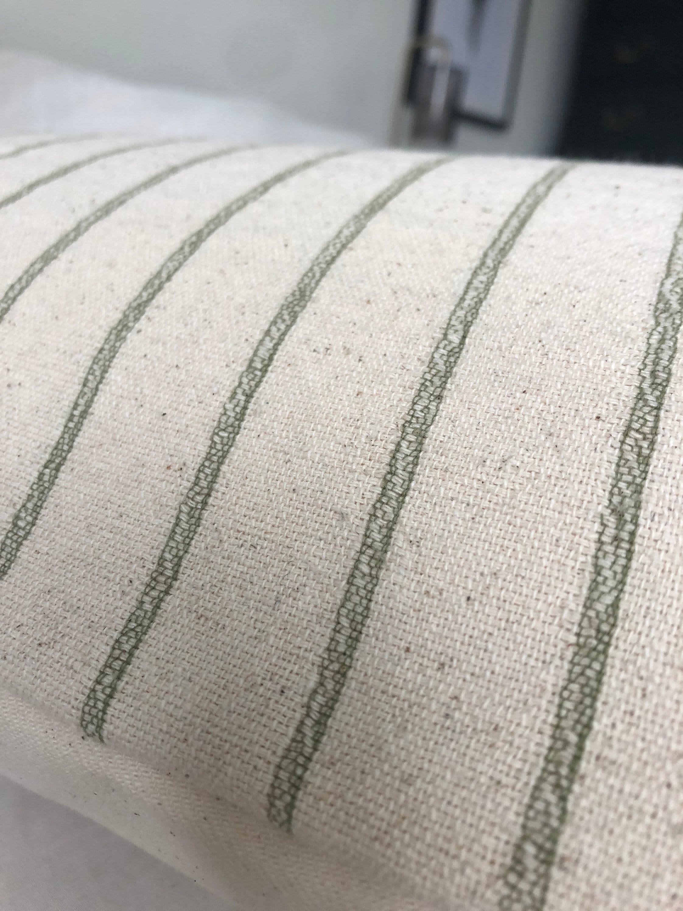 Sage Green Stripe Bolster Pillow Cover, Bohemian Farmhouse Lumbar