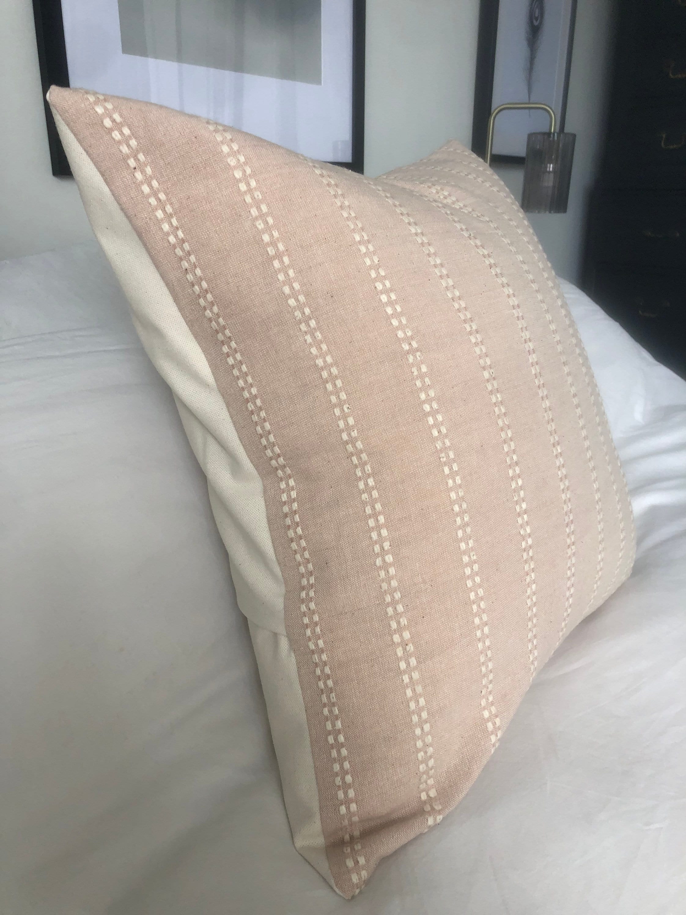 Dusty Pink Pillow Cover, Hand Woven Organic Cotton, Bohemian Decor