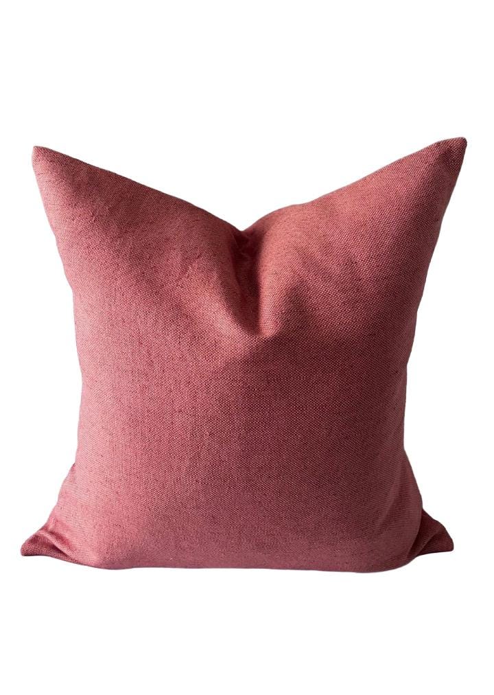 Coral Pink Linen Pillow Cover, European Flax Cushion