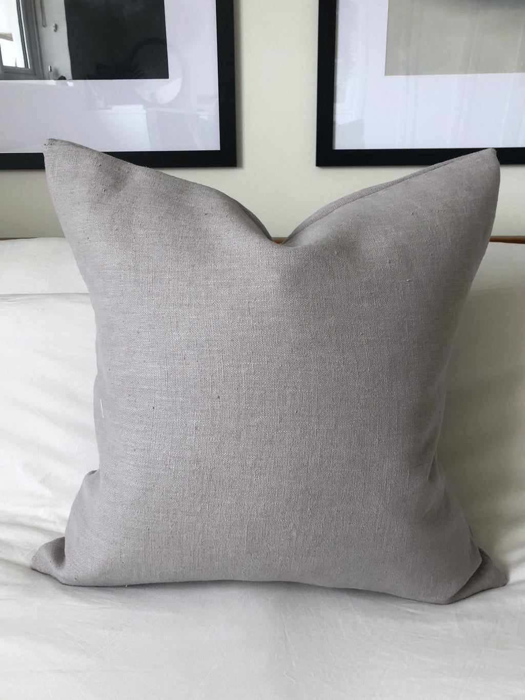Grey French Linen Pillow Cover, Minimalist Throw Cushion with envelope reverse