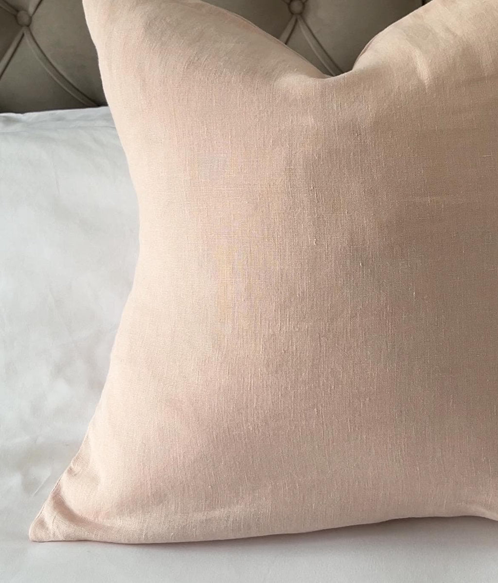 Pink Linen Pillow Cover, Blush Cushion, Minimal Home Decor