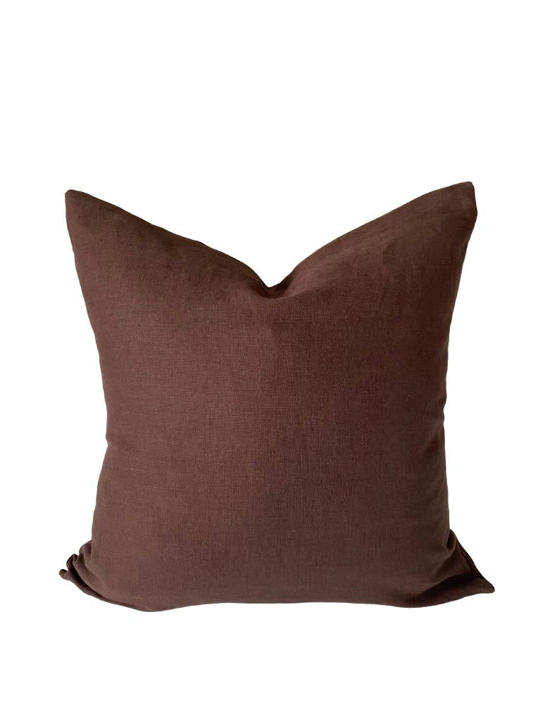 Dark Chocolate Brown Linen Pillow Cover: Handmade Throw Cushion