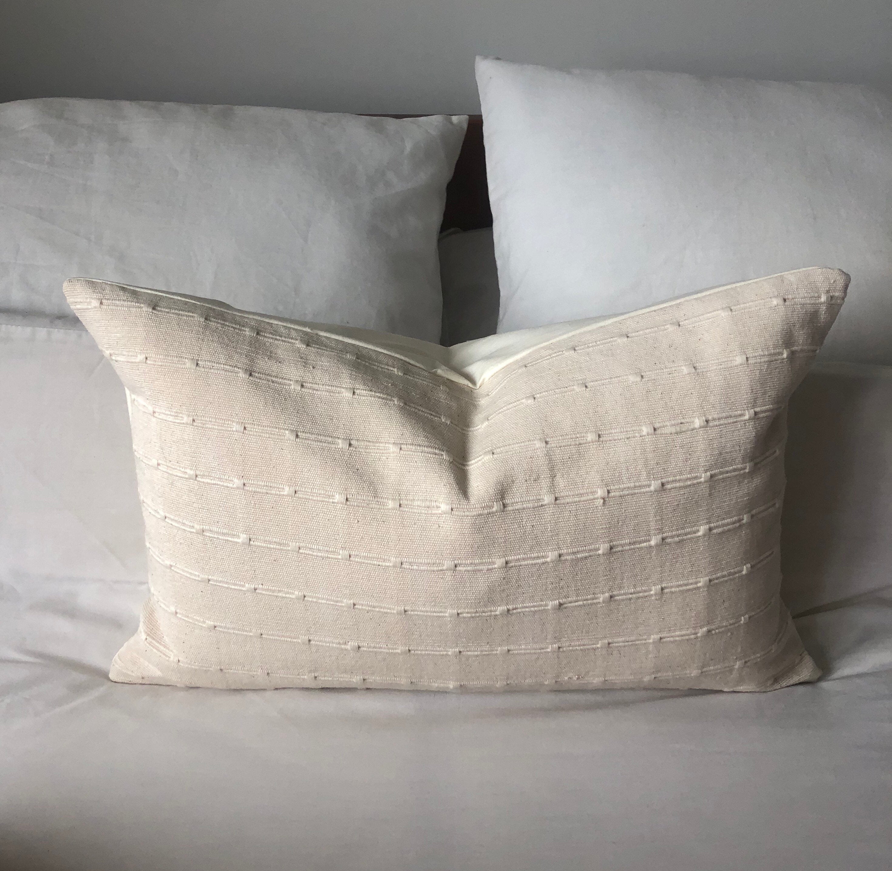 Neutral Textured Cotton Pillow Cover: Bohemian Home Decor