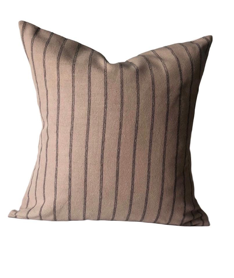 Brown Striped Cotton Cushion Cover: Bohemian Home Decor