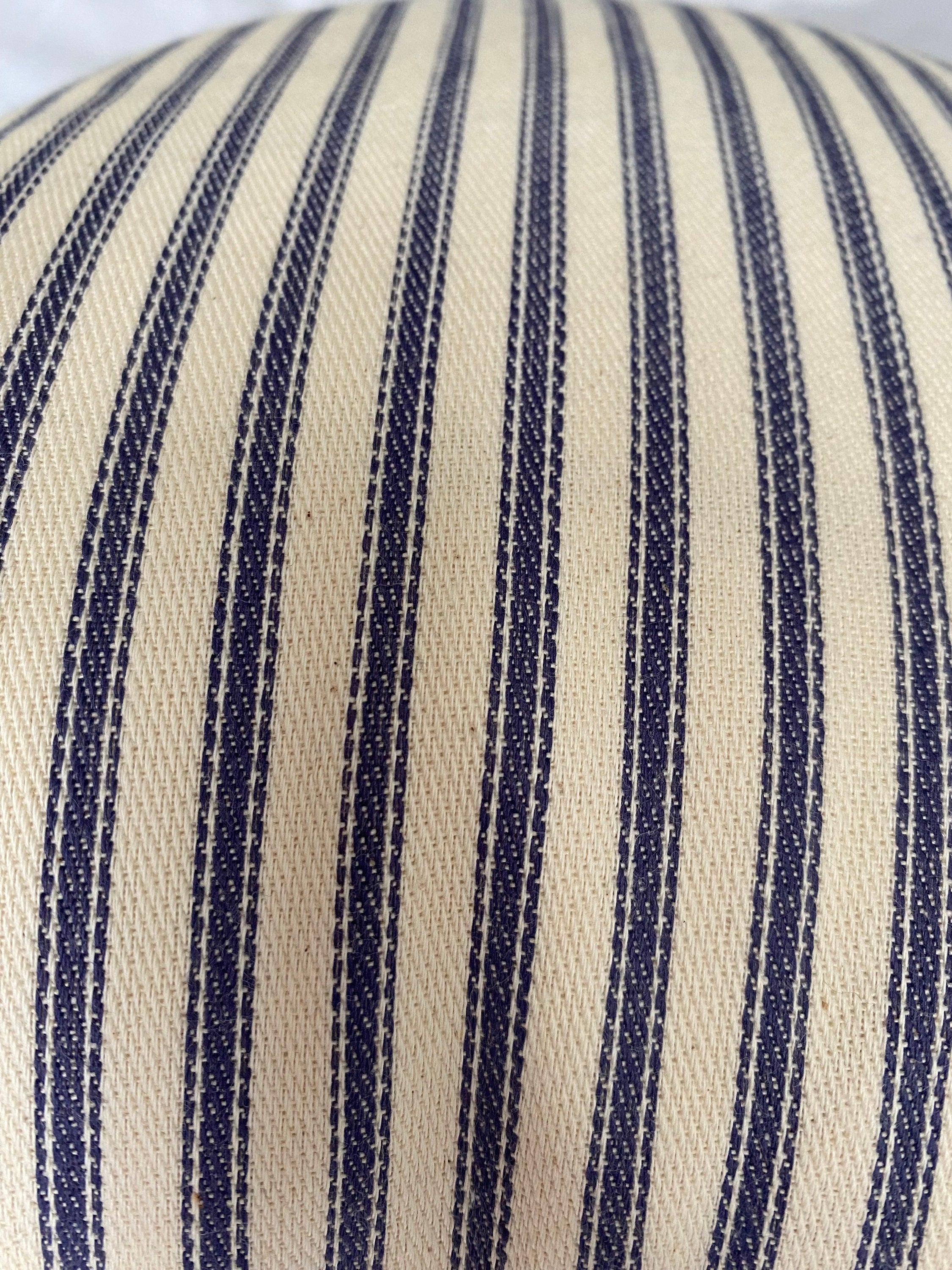 Blue Stripe Ticking Pillow Cover: Coastal Nautical Decor