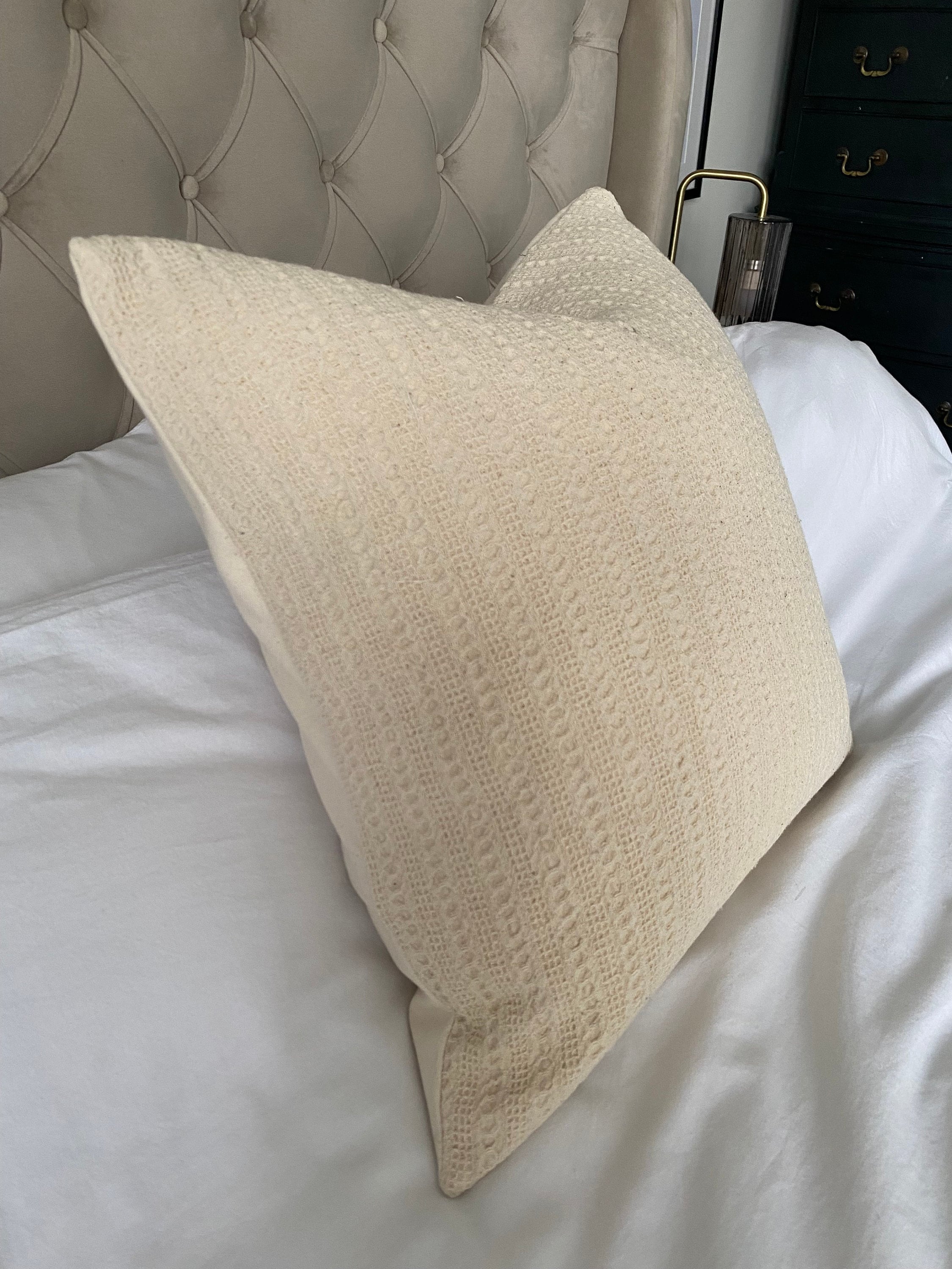 Neutral textured pillow cover: organic cotton envelope reverse