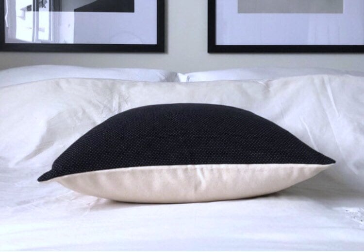 Handwoven Navy Blue Pillow Cover: Polka Dot Scatter Cushion