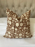 Brown block print pillow cover, neutral home decor, enveloper everse of organic cotton