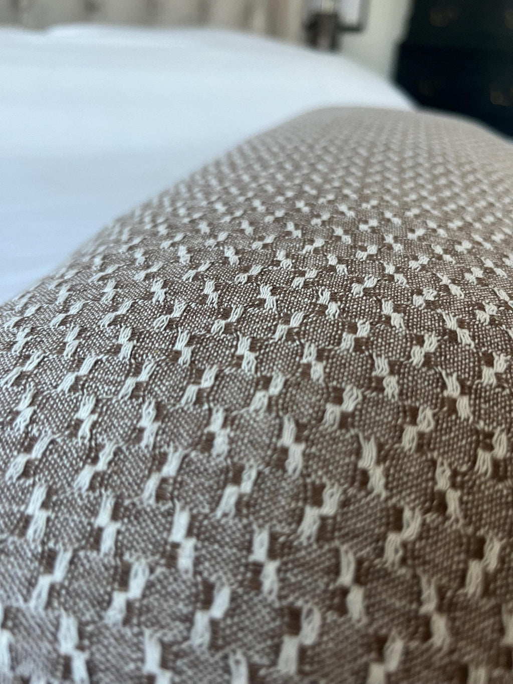 Handwoven Bolster Pillow Cover: Taupe Brown Hmong Cushion