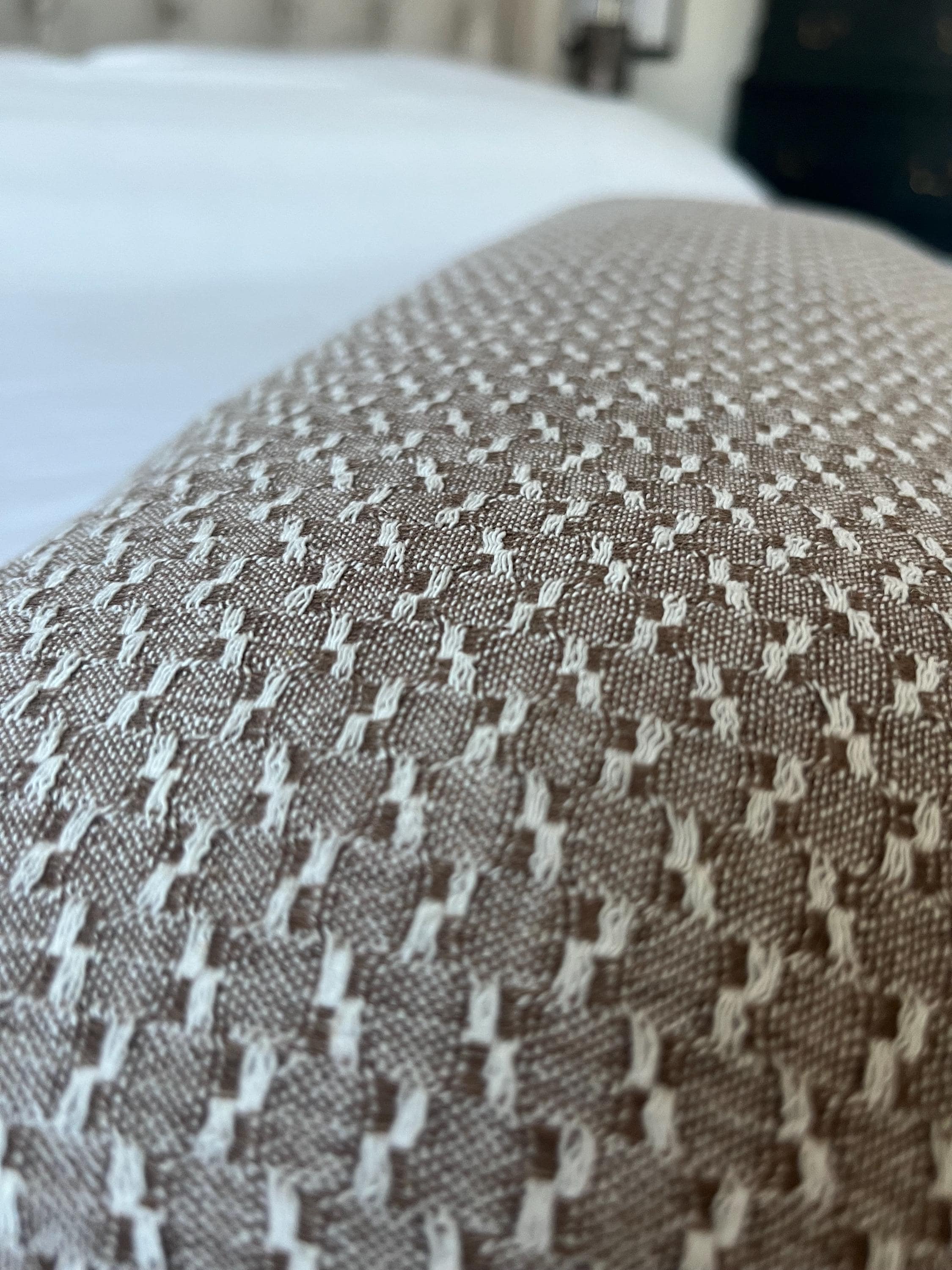 Handwoven Bolster Pillow Cover: Taupe Brown Hmong Cushion