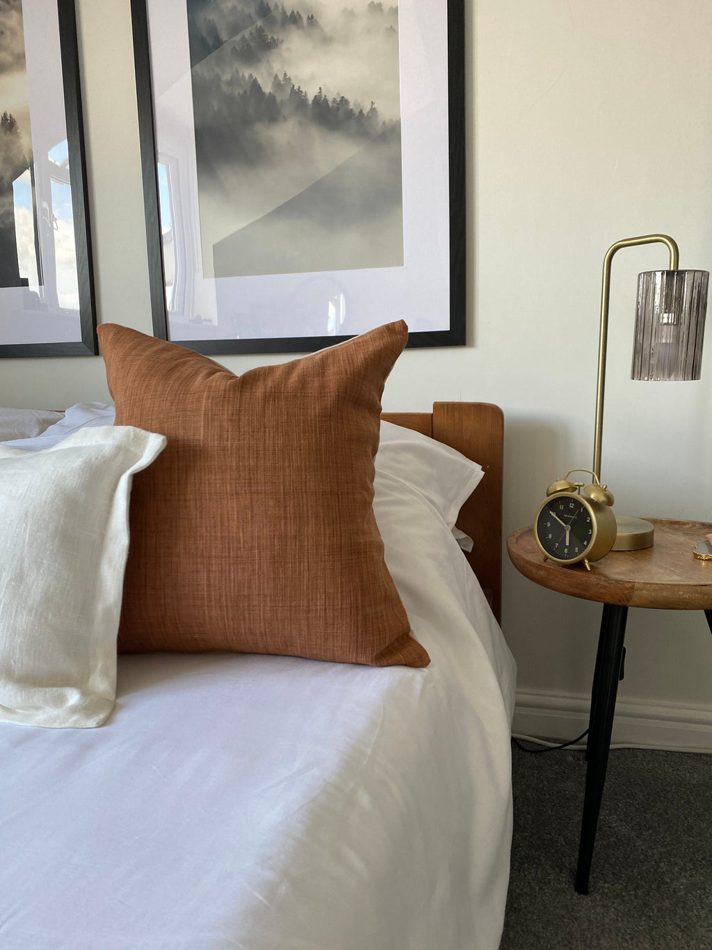 Textured burnt orange Pillow Cover: envelope reverse Cotton Cushion Case