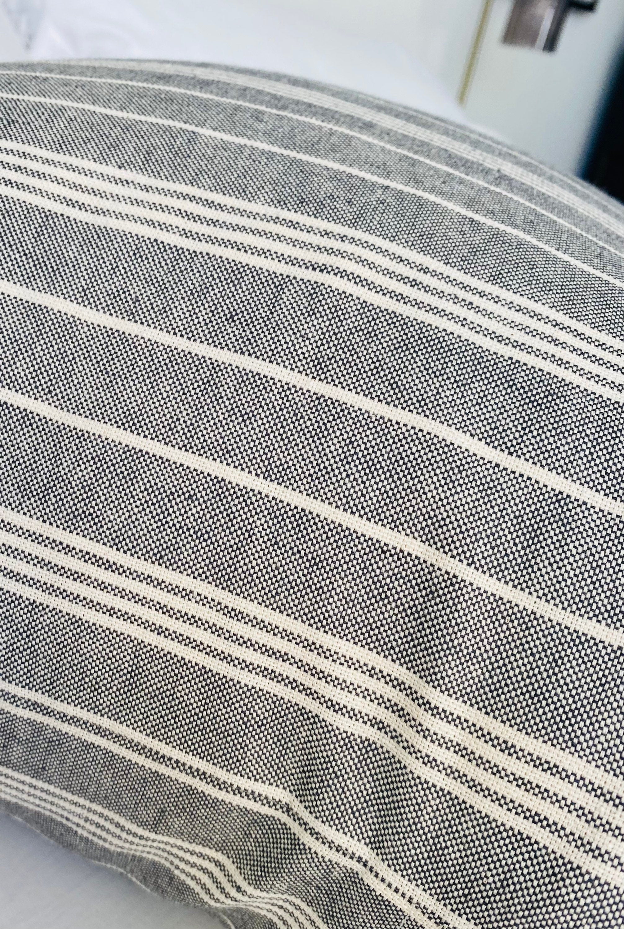 French Vintage Ticking Stripe Cushion Cover: Farmhouse Throw Pillow