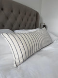 Neutral Stripe Bolster Pillow Cover, Dark Blue Bench Cushion