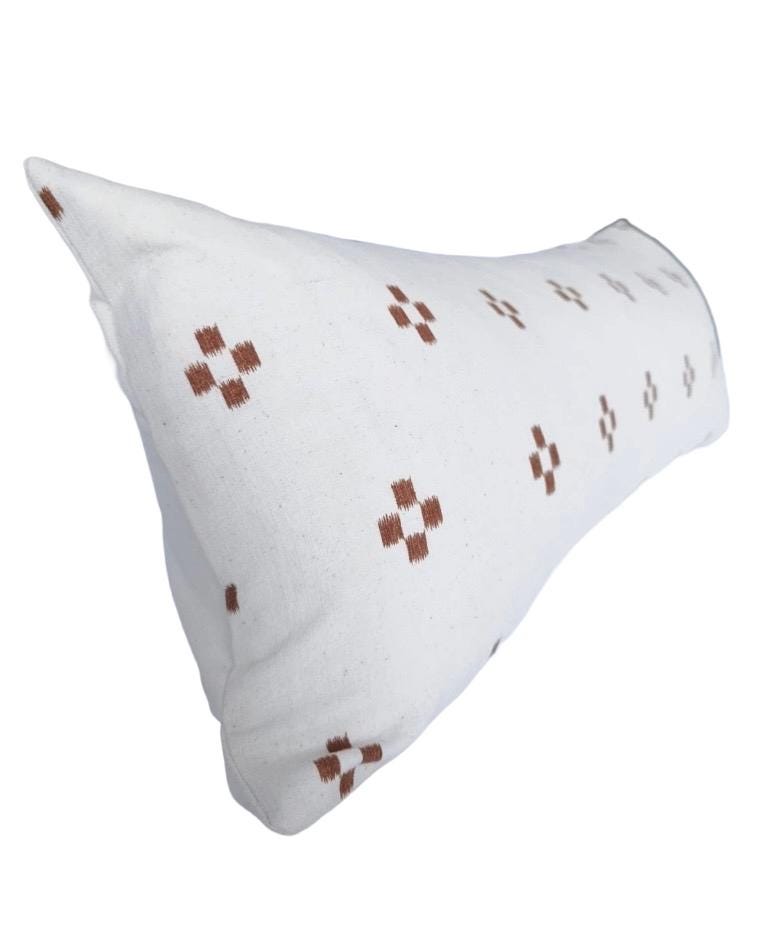 Extra long rust bolster cushion cover: organic cotton envelope style reverse