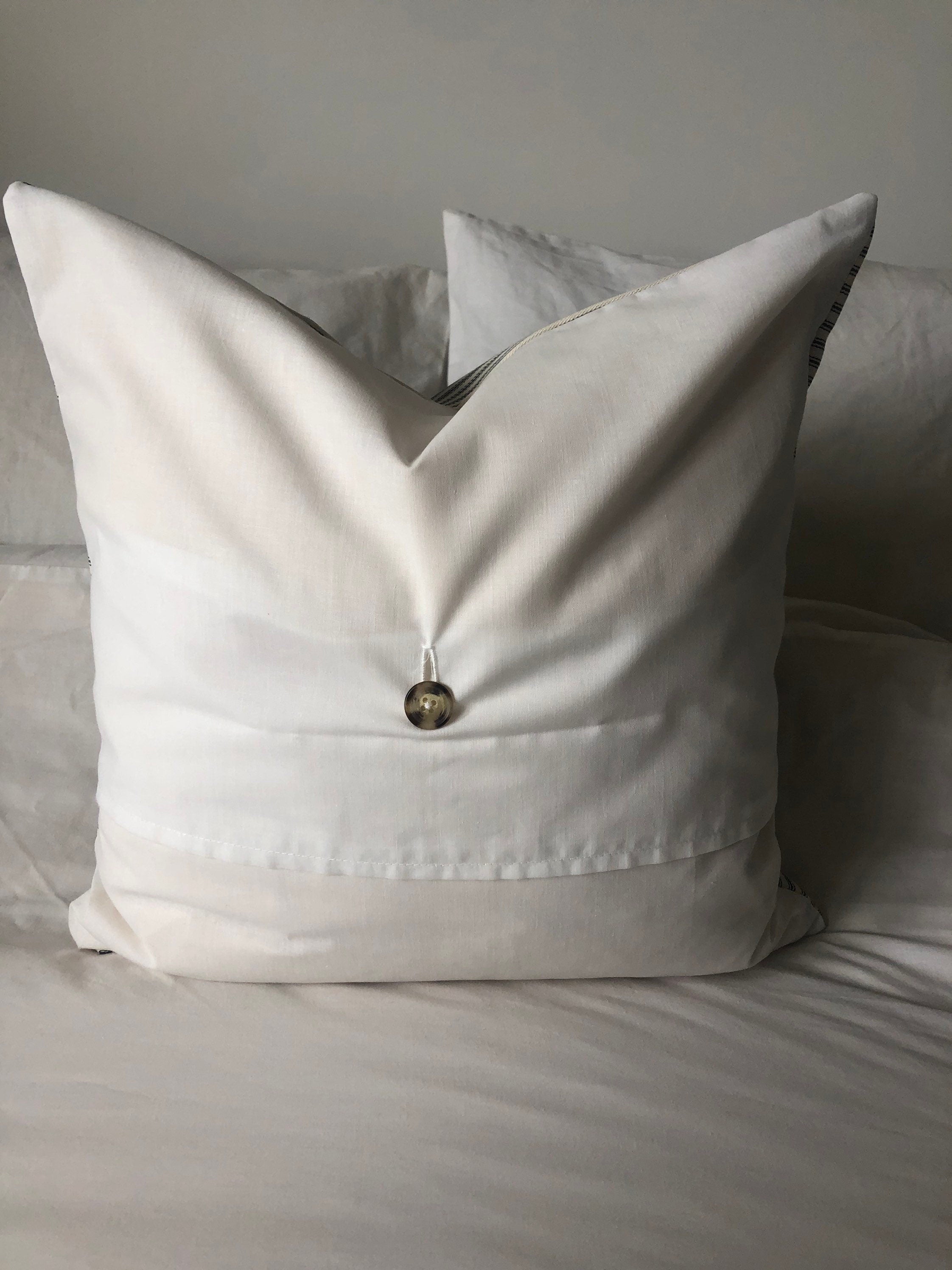 Charcoal grey stripe cushion covers, neutral home decor, french vintage farmhouse