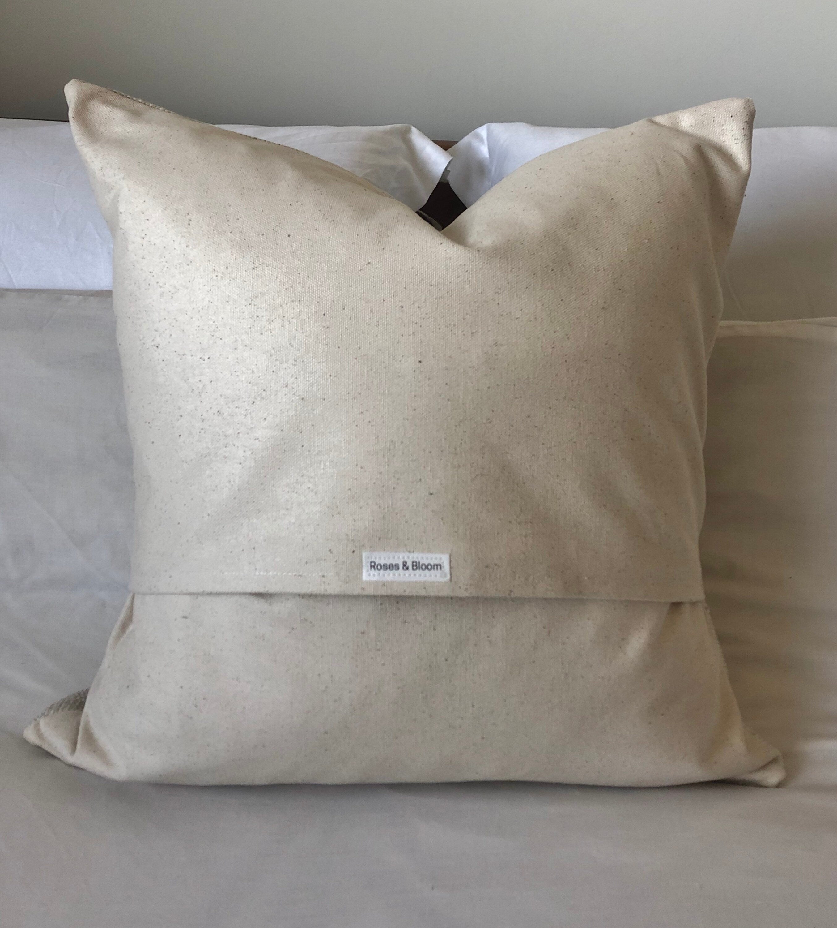 Textured Woven Cushion Cover: Ivory Beige Linen Bamboo, Scandinavian Decor