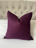 Aubergine scatter pillow cover, deep plum cushion cover, purple European flax linen throw