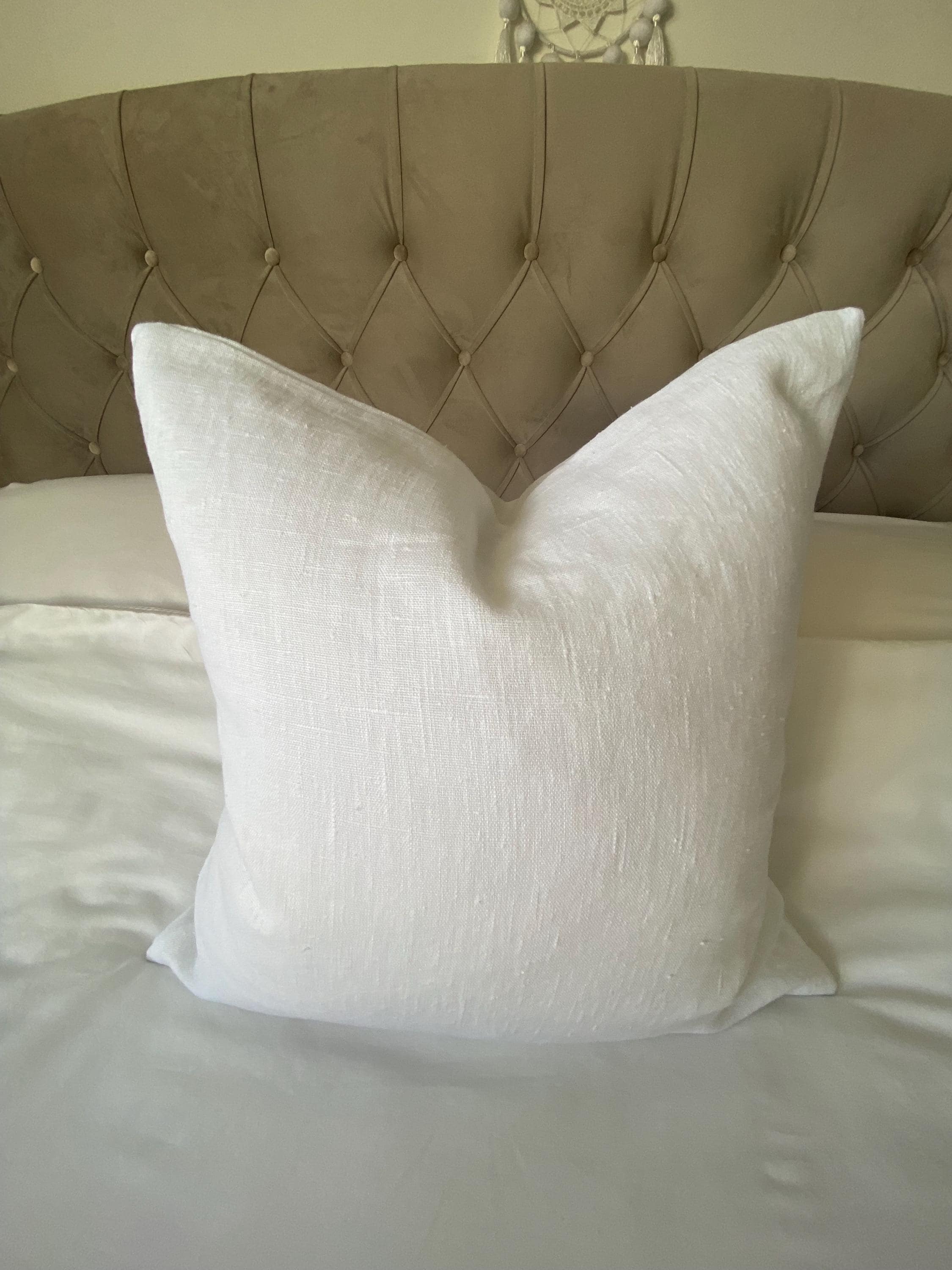 White French Linen Pillow Cover: Farmhouse Cushion with envelope reverse