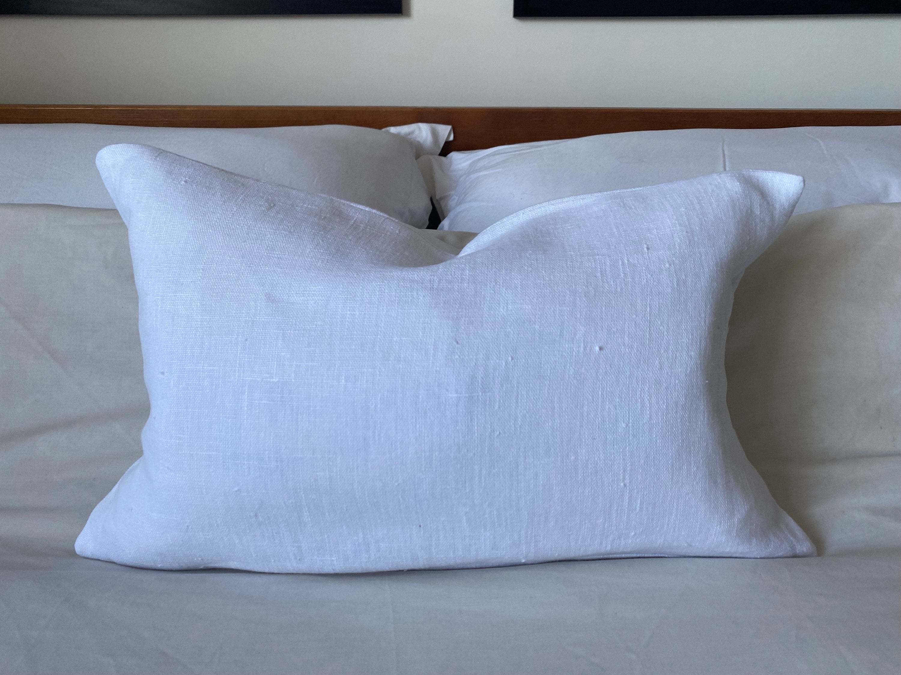 White French Linen Pillow Cover, Farmhouse Cushion, Bolster Pillow