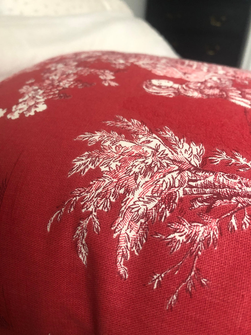 Red Toile de Jouy Pillow Cover, French Country Farmhouse Decor