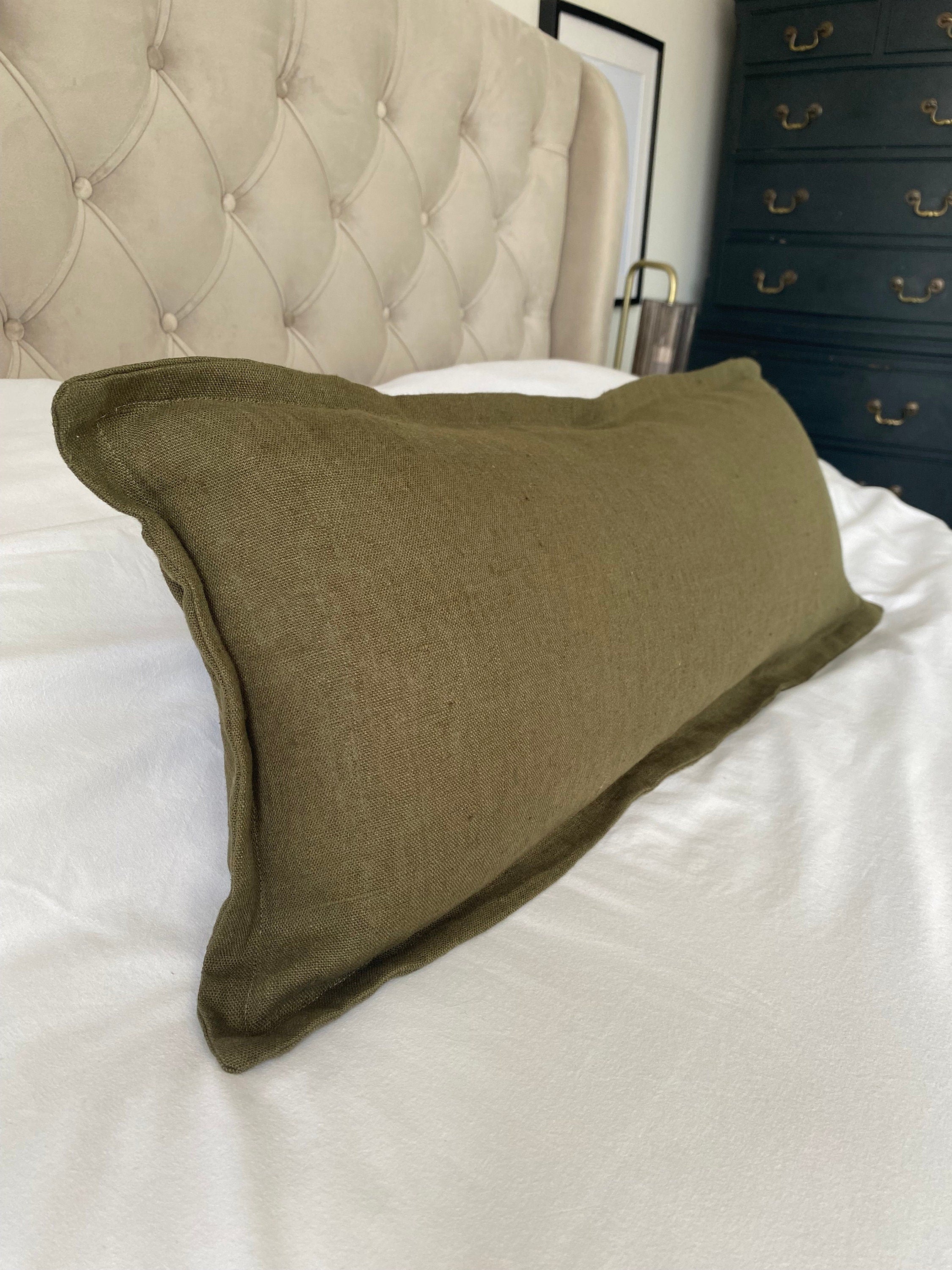Olive green long lumber cushion cover, farmhouse home decor