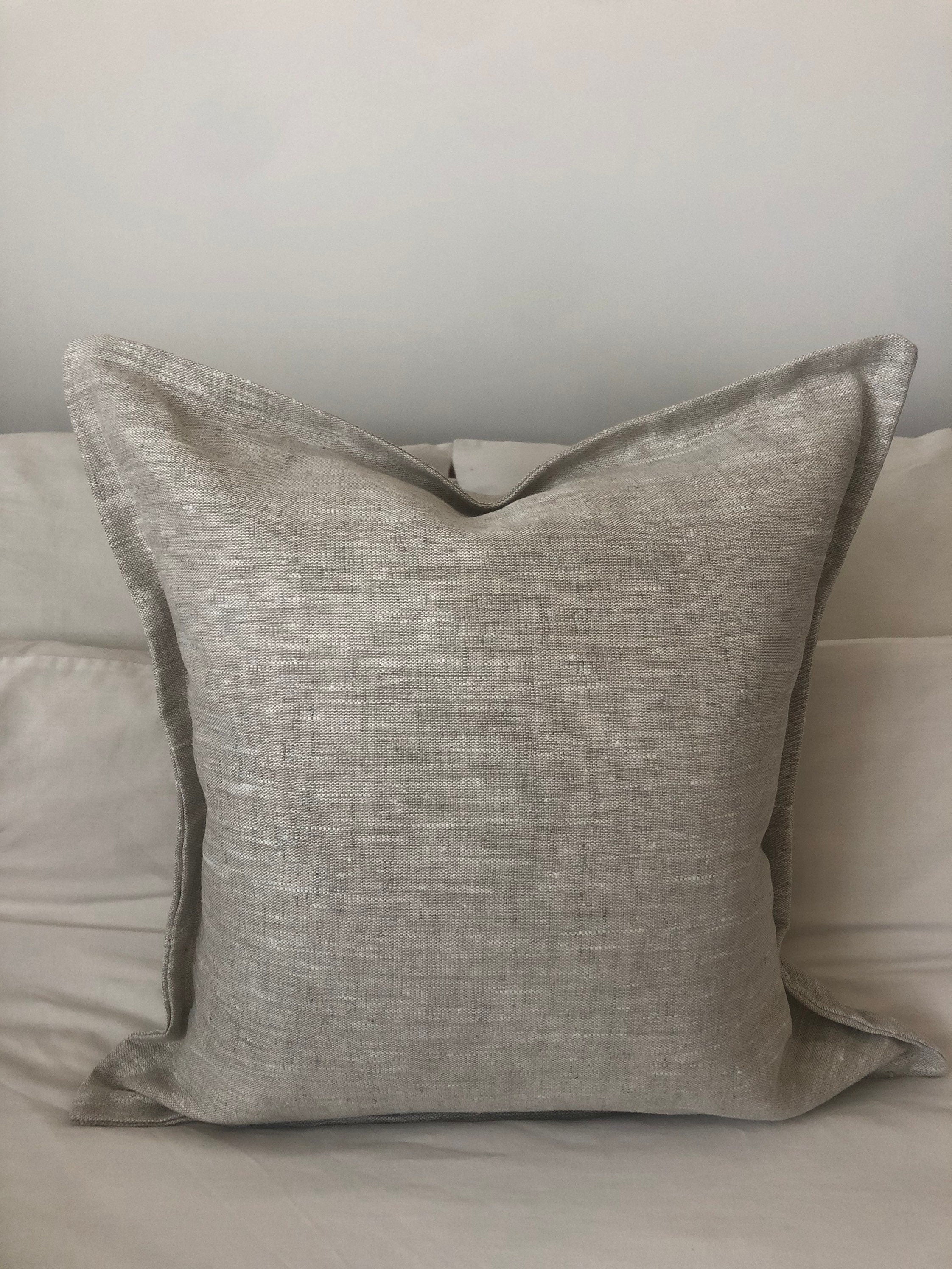French Linen Pillow Cover, Farmhouse Neutral Cushion, Vintage Decor