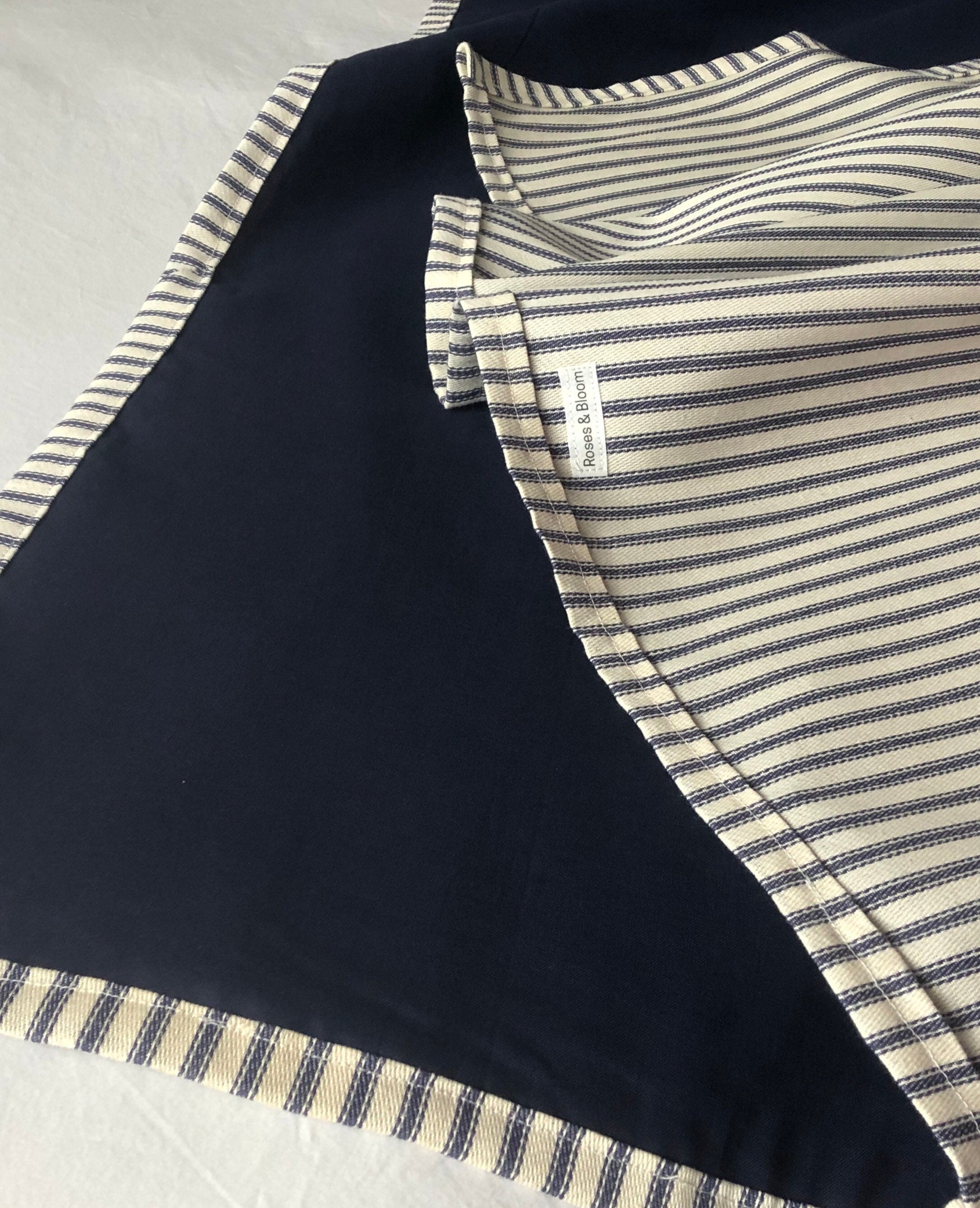 Navy Blue Ticking Stripe Throw Blanket – coastal home decor