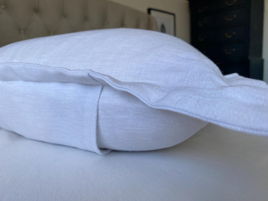 White French Linen Pillow Cover, Farmhouse Cushion with Flange