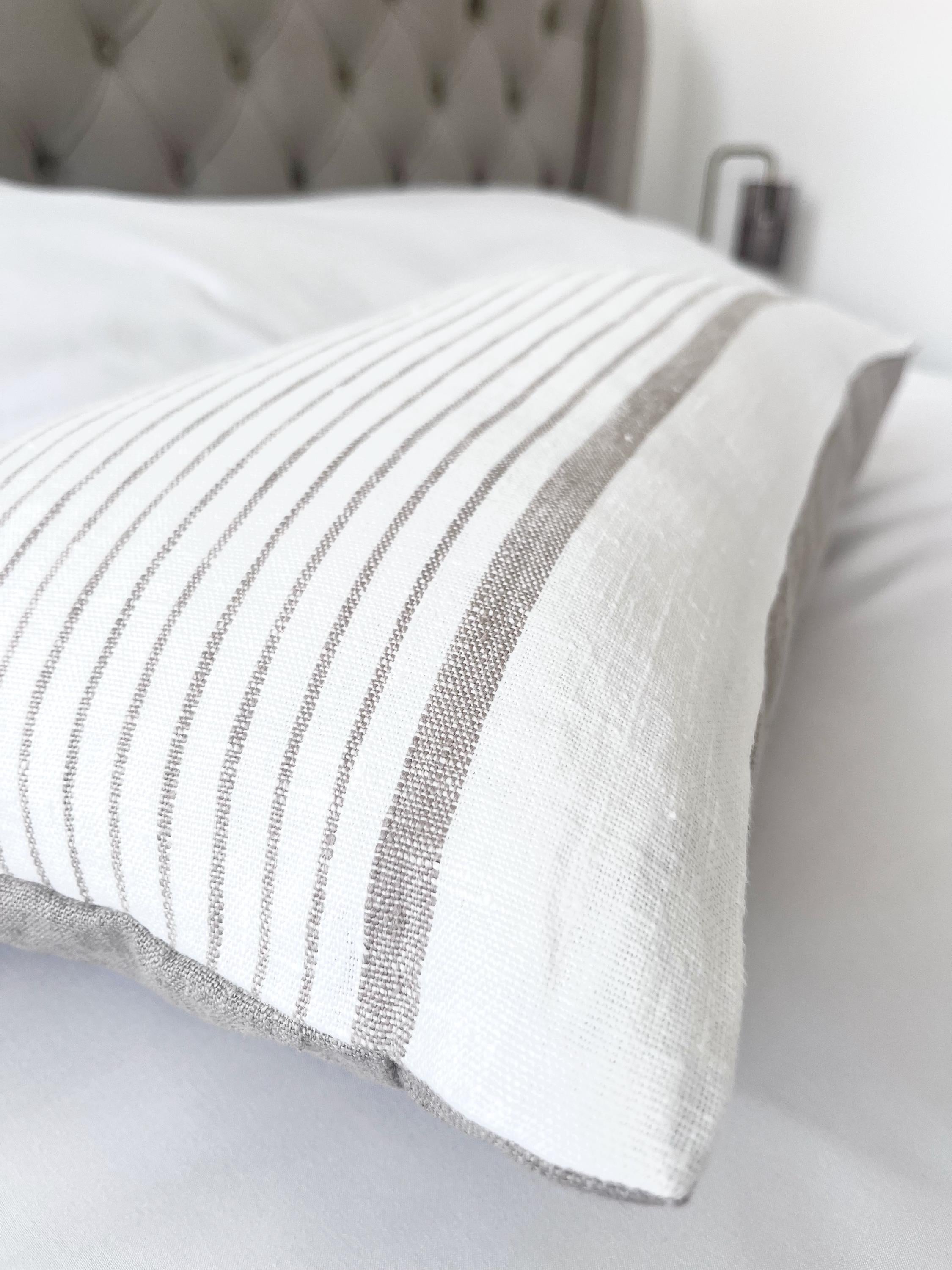 Stripe lumbar Pillow Cover: Beige Woven Cotton, neutral home decor