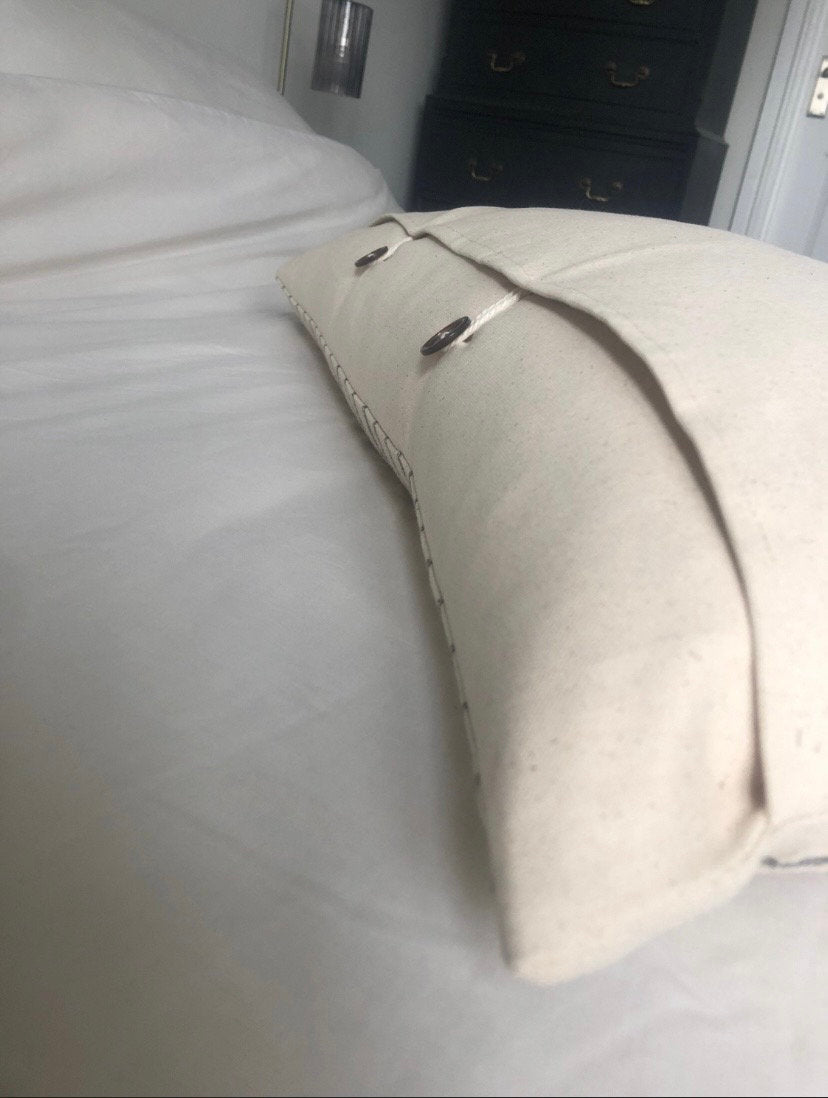Extra Long Bolster Pillow Cover, Woven Cream Stripe, Boho Cushion